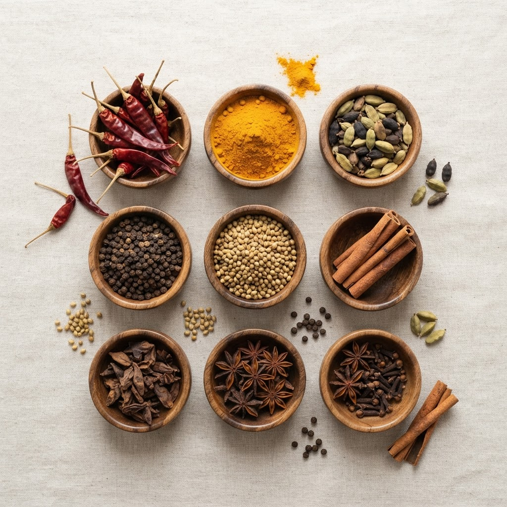 Assorted Indian whole spices